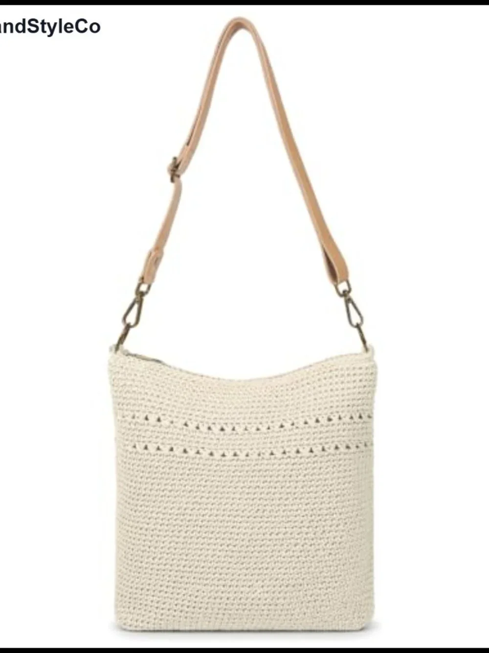 Handmade Crochet Crossbody Bag Woven Purse Anti-Theft Zip